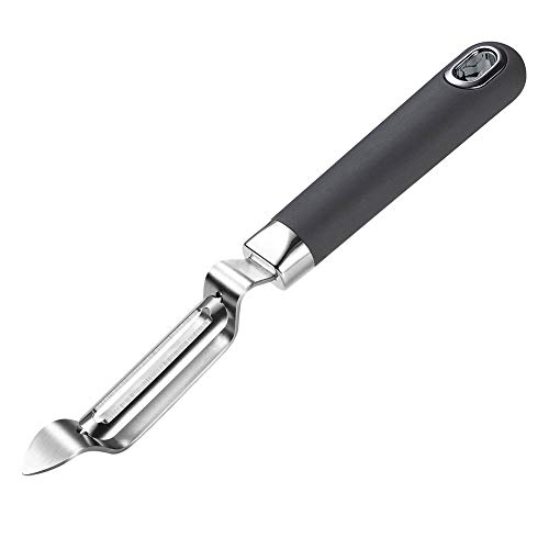 Caperci Swivel Vegetable Peeler - Durable Stainless Steel Potato Peeler with Soft Grip Handle and Storage Hook, Multipurpose Tool Partner for Home Kitchen - Grey