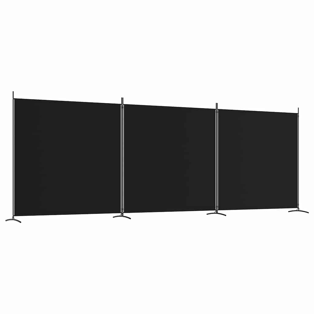3-panelowy parawan 525x180 cm materiał czarny