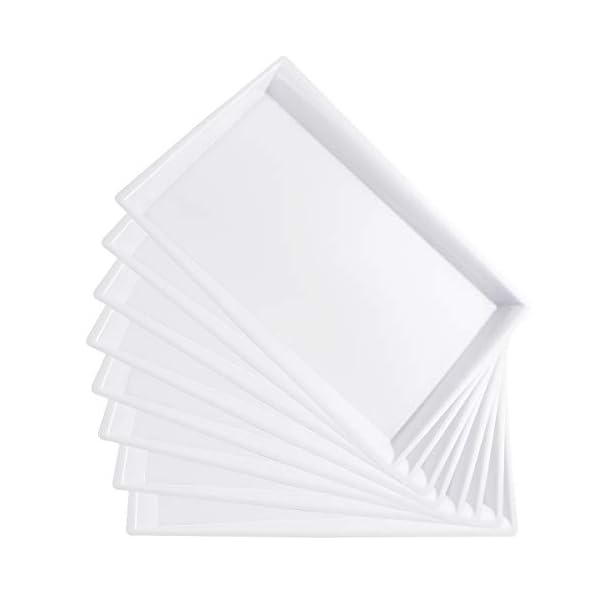 I00000 8 Pack White Plastic Serving Tray, 15" x 10" Rectangle Food Trays, Disposable Serving Platter for Parties, Weddings and Party I00000 8 Pack White Plastic Serving Tray, 15" x 10" Rectangle Food Trays, Disposable Serving Platter for Parties, Weddings and Party