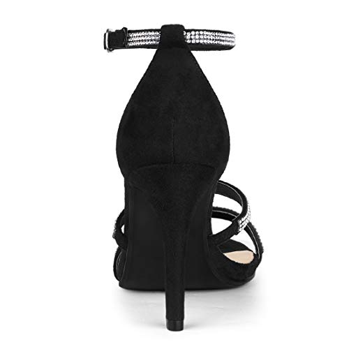 Allegra K Women's Rhinestone Ankle Strap Stiletto High Heels Sandals4