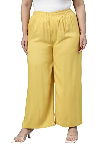 Image of GO COLORS Soft Viscose Basic Palazzo Full Length for Women| Breathable, Mid Rise, Relaxed Fit