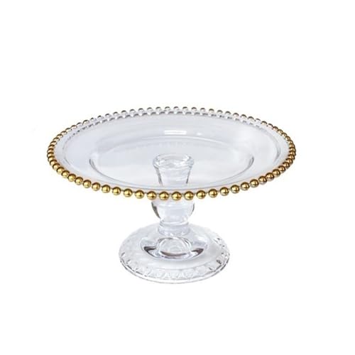 GEK208130 Mesa de postres Soporte for tartas con borde dorado, plato alto cuentas, bandeja for postres y de frutas, exhibición for for fiestas bodas Soporte para cupcakes
