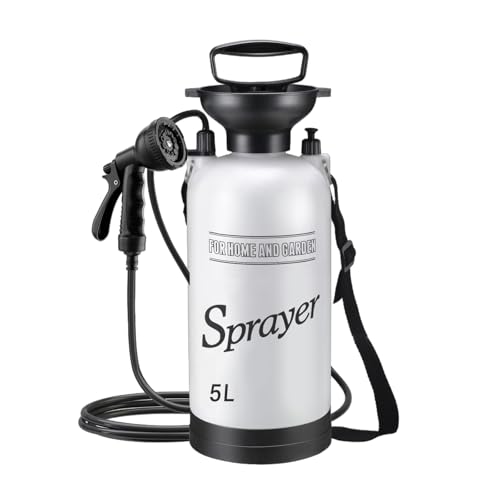 Ducha portátil manual de presión para camping con 7 tipos de rociado para playa, surf, senderismo, jardín y mascotas (5L) miniatura 1