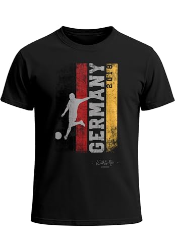 MoonWorks Camiseta para hombre, diseño vintage de la bandera de Alemania, mundial 2018 Negro XS