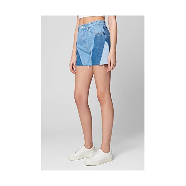 [BLANKNYC] Womens High Rise Denim Side Patchwork Cut Off Shorts, Stylish Clothing - Image 4