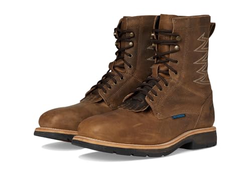 Hoss Men's Brisbee Lacer Distressed Fire and Safety Boot, Brown, 7.5 Wide