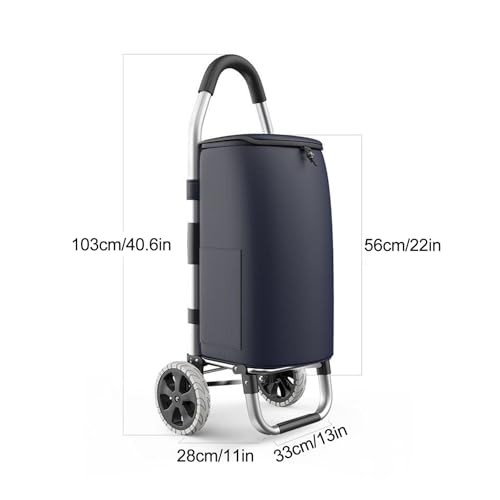 Tragbarer Einkaufswagen mit Rädern Multifunktionaler Trolley mit großer abnehmbarer Oxford-Stofftasche für Camping Reisen Wäsche - Perfekt für Lebensmitteleinkauf (Rot) – Bild 3