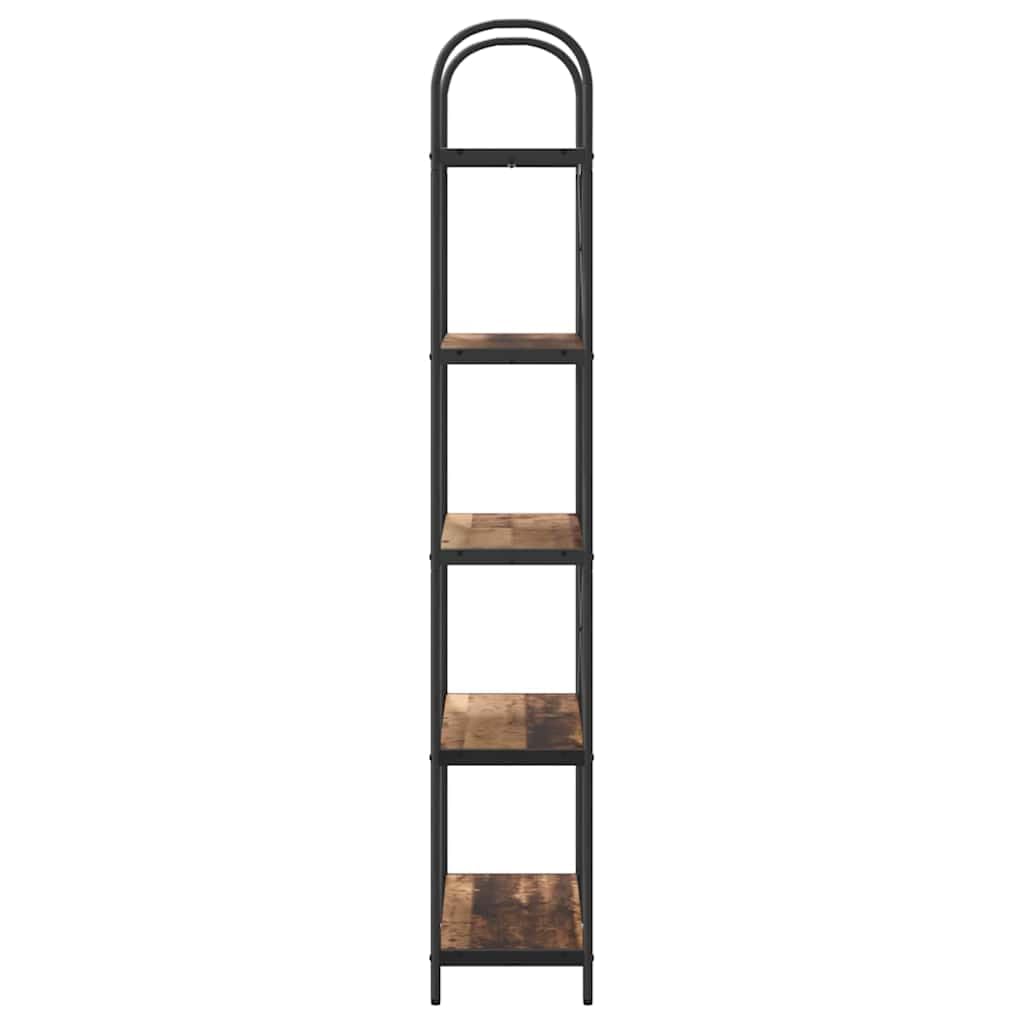 Libreria a 5 ripiani, 80 x 30 x 183 cm, in legno anticato, telaio in acciaio, per soggiorno, ufficio, cameretta dei bambini, decorazione