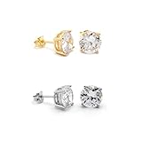 King Ice (キングアイス) ブリリアントカット スタッドピアス Brilliant-Cut Stud Earrings 人気ブランド アクセサリー メンズ レディース 男性 女性 イヤリング ユニセックス ジュエリー かわいい 10代 20代 30代 40代 50代 (ストーンの幅 5mm, ゴールド) [並行輸入品]