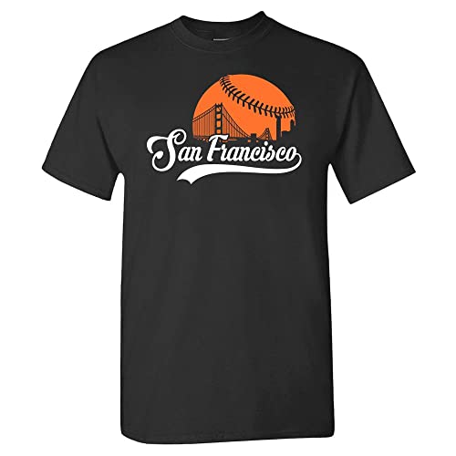 San Francisco Baseball Skyline Mens Fan T-Shirt (Black T-Shirt L)
