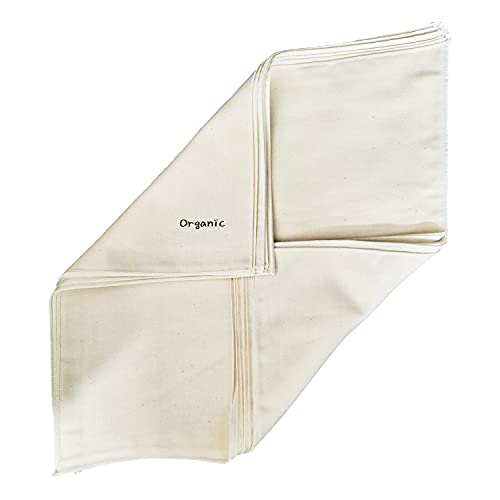 Image of Angel-in-Moms [10 Packs] Organic Cotton Cloth Soft Muslin Gauze Handkerchief Washcloths, Wide Size 14 inch x 14 inch, Facial Cleansing Cloths, Hankies Makeup Remover Towel (Organic Embossing)