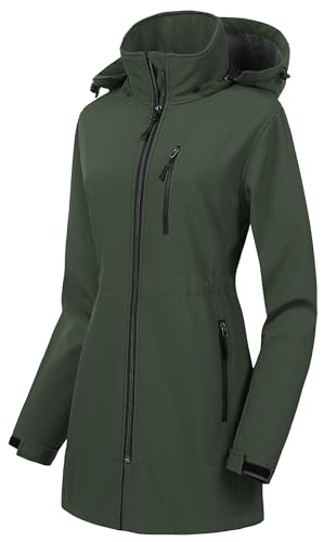Image of CREATMO US Women's Lightweight Waterproof Long Softshell Tactical Jacket Fleece Lined Windbreaker