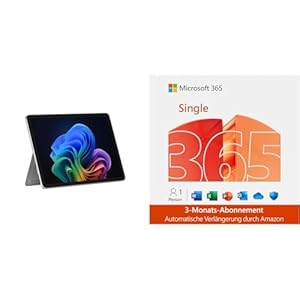 Microsoft Surface Pro | Copilot+ PC | 12” LCD Touchscreen | Snapdragon® X Plus | 16GB RAM | 256GB Speicher | Platin 365 | 3 Monate kostenlos | Amazon Abonnement mit automatischer Verlängerung