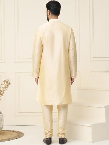 Image of SOJANYA Men's Dupion Silk Solid (Since 1958 Kurta Set & Churidaar Pyjama