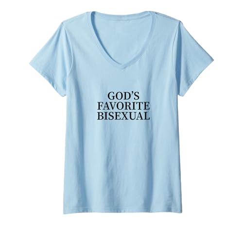 Damen God's Favorite Bisexual Bi Pride T-Shirt mit V-Ausschnitt