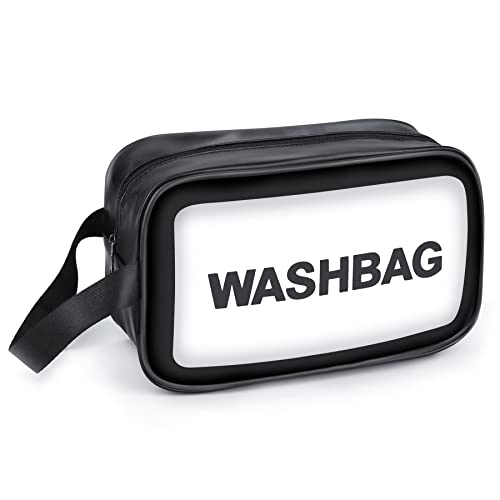 Sofore Kulturbeutel Transparente Kulturtasche für Handgepäck auf der Reise Tragetasche Reisetaschen PVC Kulturtasche Organizer Tragetasche für Damen, Business, Badezimmer, Schwarz (Klein) Cover