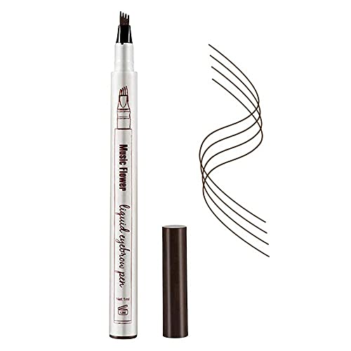 Lunana Beauty Eyebrow Pencil, Micro Ink Brow Pen 4 Points Eyebrown Tattoo Microblading Tat Waterproof Smudge Proof With Four Fork Tips Applicator for Natural, 1 Count (Pack of 1)