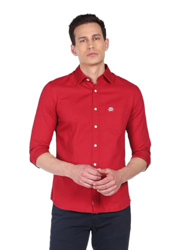 Image of U.S. Polo ASSN. Men's Solid Spread Collar Premium Cotton Dobby Tailored Fit Shirt