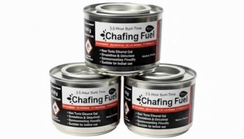 Acense Chafing Fuel Gel Ethanol Based Metal Container 3.5 Hour Burn Time Pack of 3 for Food Warming