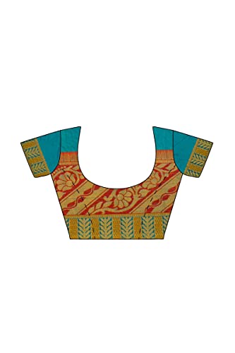 Image of Pothys Women's Blue Art Raw Silk Saree With Blouse Piece (B7222 Blue)