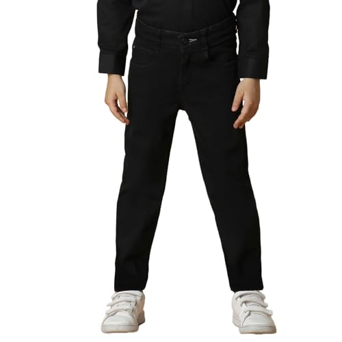 Image of Tales & Stories Boys Slim Fit Denim Jeans | 5-Pocket Stylish Mid-Rise Pants| Durable Cotton Denim Lycra with Button Closure | Casual Wear