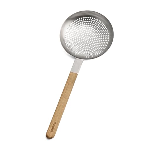 Morsø Vulcano Spider – Ustensiles de wok en acier inoxydable et bois, louche de wok pour la cuisson et le service, écumoire à long manche, design...