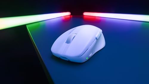 Pure Air - Mouse da gioco RGB wireless ergonomico e ultraleggero, con sensore ottico a 26K DPI, dotato di batteria da 125 ore, illuminazione RGB - Bianco - Mouse gaming - Immagine 4