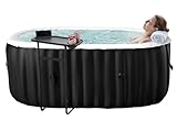 Mosener 75' X 47' X 25' Hottub, 1-2 Person Inflatable Hot Tub, Portable Blow Up Hot Tub with Side Table, Oval Portable Outdoor Spa with 100 Bubble Jets and Heater Pump, Filter
