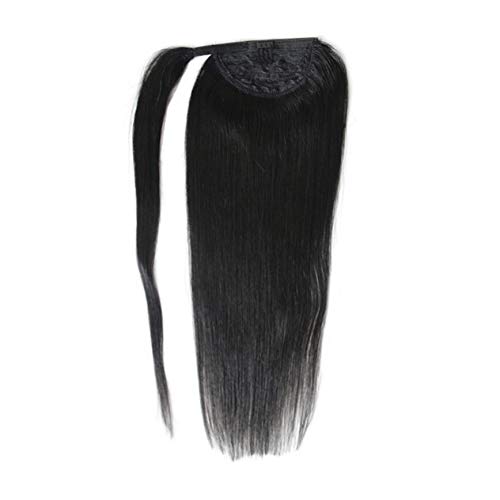 Real Remy Human Hair Ponytail Wrap Around Clip in Ponytail Hair Extensions for Women (18" 75g, 1 Jet Black)