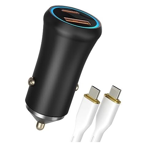 COMLZD USB C Car Fast Charger Light up Dual Fast Charging Adapter Car Charger Cover