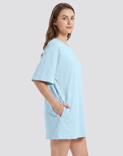Image of VIUTIL Womens Oversized T Shirt Dress Short Sleeve Crewneck Cotton Mini Dress with Pockets 2026 Casual Summer Clothes