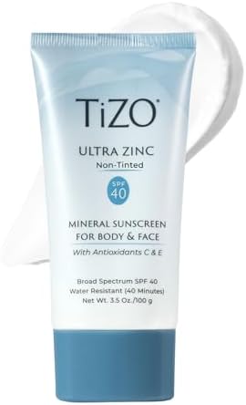 TiZO® Ultra Zinc | Non Tinted | Broad Spectrum SPF 40 for face and body | UVA and UVB protection | 20% Zinc Oxide formula | All Skin Types | 3.5 oz/100 g