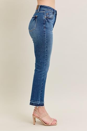 Judy Blue Women's High Waist Vintage Wash Release Hem Kick Flare Jeans Plus Size4