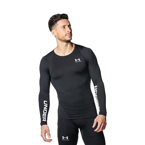 UNDER ARMOUR 長袖 コンプレッション インナー UAコールドギアアーマー コンプレッション ノベルティ クルー シャツ スポーツウェア メンズ L メンズ ブラック×ホワイト
