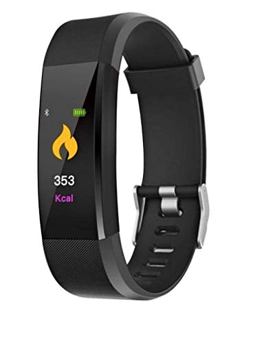 Frequenza cardiaca fitness tracker - ID115 Plus sport braccialetto intelligente orologio con HR monitor con schermo OLED di allarme IP67 impermeabile per Android iOS bluetooth nero