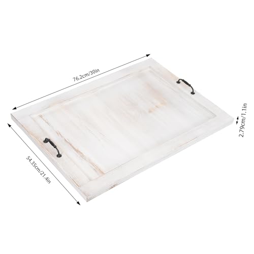 Tabla de cortar rectangular de madera de pino blanca de 30 x 21 pulgadas con asas, cubierta decorativa para estufa y bandeja grande para servir miniatura 2
