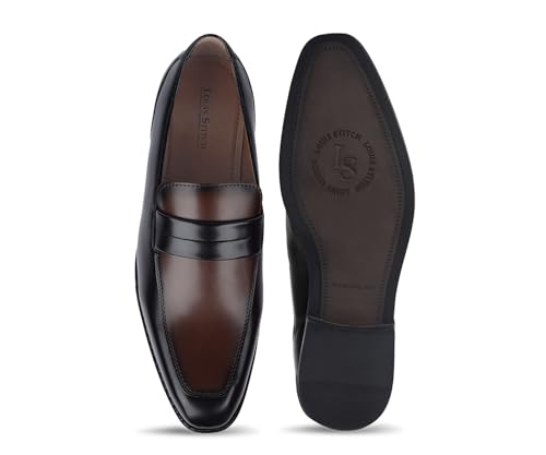 Image of LOUIS STITCH Men's Formal Shoes - Leatherette, Breathable Lining, Moccasins Style | Comfortable for Business, Casual, Parties | Double Tone Finishing (SXMCDS)
