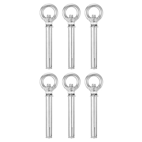 Image of uxcell Ring Lifting Expansion Eyebolt, 6pcs M8x100mm 304 Stainless Steel Expansion Screw with Eye Ring for Concrete Brick Wall