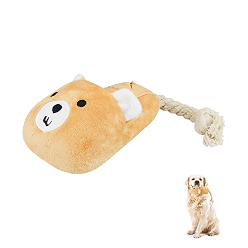 Andiker Mini Juguete de ladridos para Perros andiker, Juguete de Peluche masticable para Mascotas, Lindo Juguete Interactivo para Limpiar(Oso marrón)