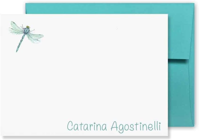 kai kai market | Green Dragonfly | Personalized Stationery | Flat Note Cards and Envelopes | Insects, Bugs | Thank You Cards |