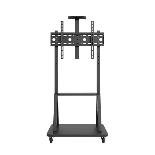 Image of RISSACHI Heavy-Duty Movable TV Trolley Stand for 32-75 Inch LED /LCD TVs | Universal VESA Mount (900 x 600 mm) | Smooth Rolling Wheels, Sturdy Iron Frame, Easy Assembly