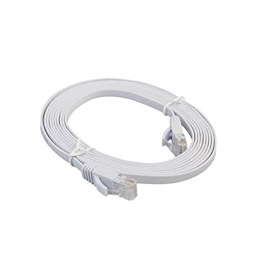 Preisvergleich Produktbild CAT6e Flat Ethernet Netzwerk LAN Kabel Hochgeschwindigkeitsübertragung Laptop Ethernet Kabel Patchkabel für Home Office - Weiß - 1m