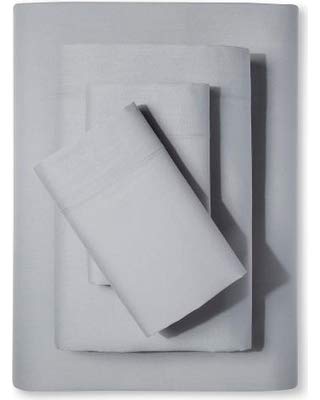 Image of Twin XL Cotton Jersey Sheet Set, Soft & Comfy, Hospital, Medium Grey