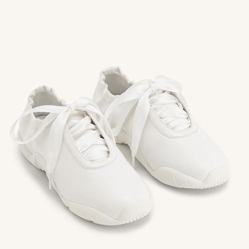 Arqa Lace-up Casual Ballet Sneakers for Women Breathable Lightweight Walking Satin Fabric Flat Sneakers Comfortable Outgoing Tennis Walking Shoes4