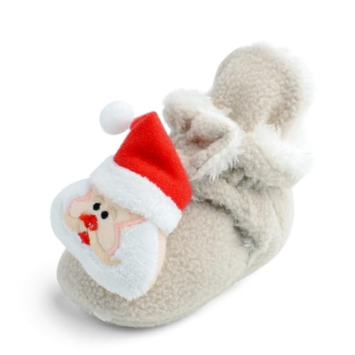 Baby Winter Boots Infant Christmas Booties Soft Baby Santa Winter Warm Fleece Slippers Snow Boots Crib Shoes3