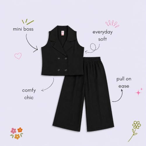 Image of The Magic Wand Woven Digital Printed Co-ord Set For Kids Girls, Sleeveless Top With Palazzo Pant Two-Piece Western Stylish Clothing Set For Festivals