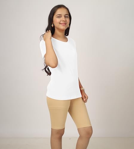 Image of KYDA KIDS Girls White T-Shirt 100% Cotton Antibacterial | Half Sleeve Round Neck | Plain White School Uniform T-Shirt | Soft Breathable Summer Wear Kids