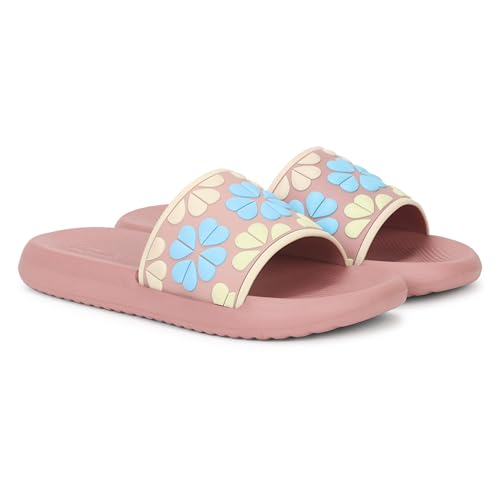 Image of Aqualite Women's Slides Slippers | Slip-On Flat Base Flipflop for Women | Anti-Skid Sole, Lightweight Comfort for Daily Home & Outdoor Wear | Casual Ladies Sandal