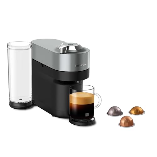Nespresso Cafetera Vertuo Pop, Color Titan, con Kit de Degustación de Regalo con 12 Cápsulas