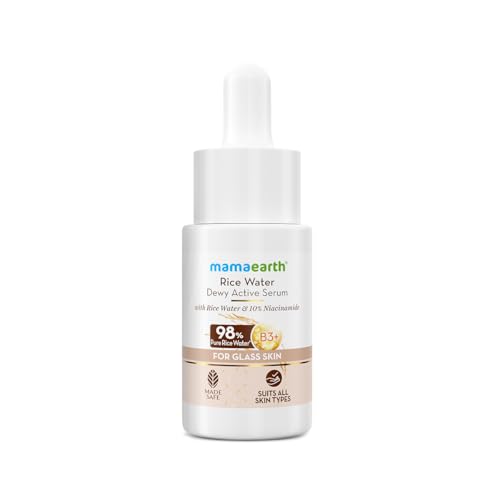 Image of Mamaearth Rice Water Dewy Active Serum with 10% Niacinamide, Rice Water & Hyaluronic Acid - 10 ml | For Glass Skin | Gives Dewy Finish | Brightens Skin | Suits All Skin Types